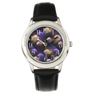 Seamless with glowing jellyfish watch