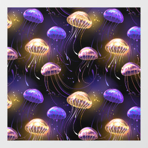 Seamless with glowing jellyfish window cling