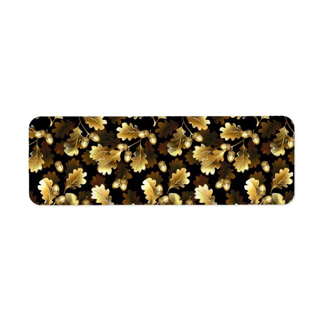Seamless with golden oak branches on black (Front)