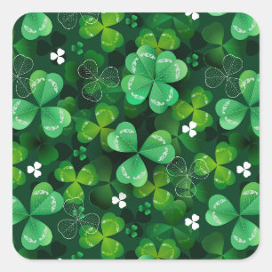 Seamless with green clover square sticker