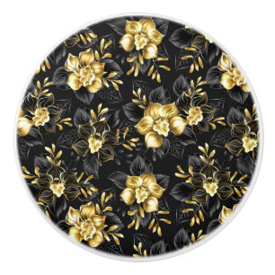 Seamless with jewellery orchids ceramic knob