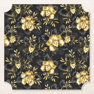 Seamless with jewellery orchids paper coaster