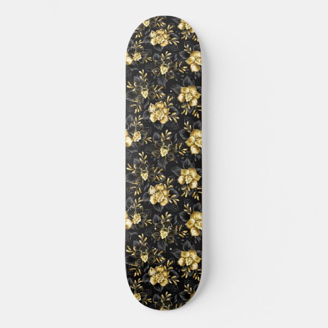 Seamless with jewellery orchids skateboard (Front)