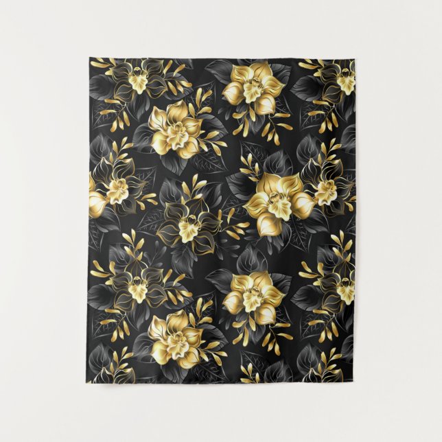 Seamless with jewellery orchids tapestry (Front)
