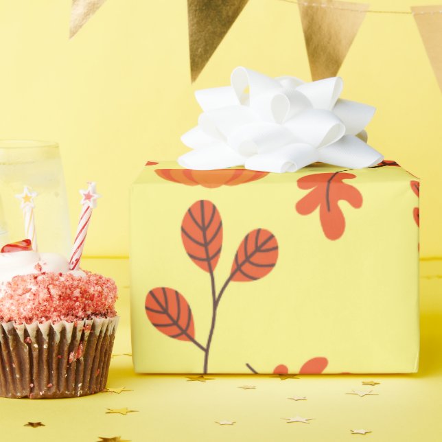 Seamless Wrapping Paper: Cosy Fall Pumpkin Leaf  Paper (Birthday Party)