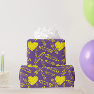 Seamless Wrapping Paper: School Heart Pencil Love Paper
