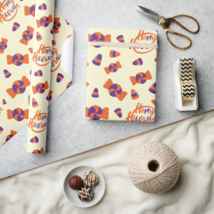 Seamless Wrapping Paper with Halloween Candy Corns