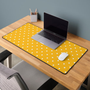 Seamless yellow-orange polka dot pattern desk mat