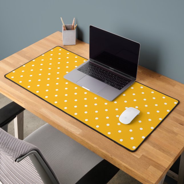 Seamless yellow-orange  polka dot  pattern  desk mat (Office 2)