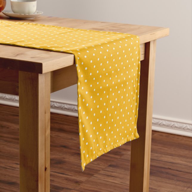 Seamless yellow-orange  polka dot  pattern  short table runner (In Situ)