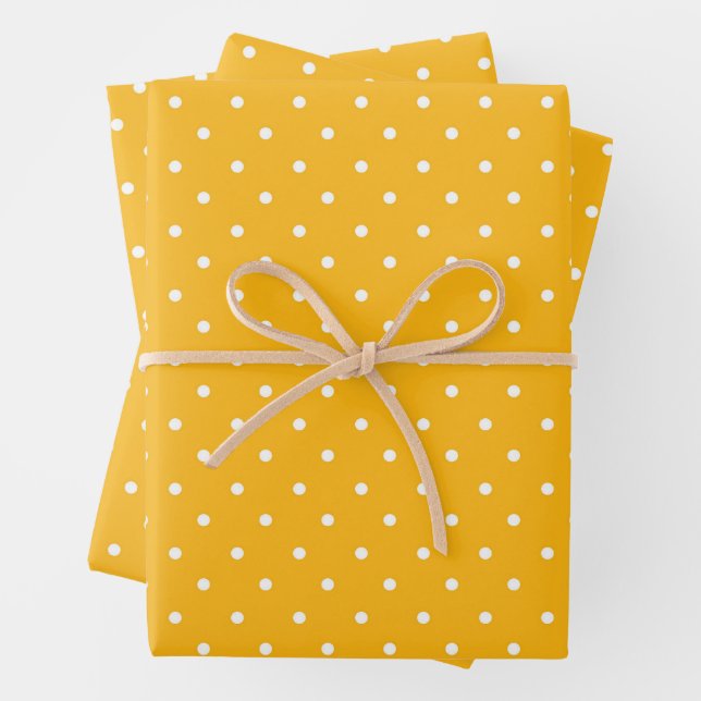 Seamless yellow-orange  polka dot  pattern  wrapping paper sheet (In situ)