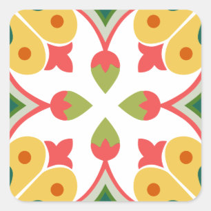 Seamless yellow ornament tiles square sticker
