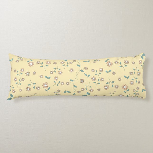 Seamless Yellow Sunflower Botanical Pattern Body Cushion (Front)