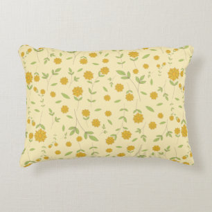 Seamless Yellow Sunflower Botanical Pattern Decorative Cushion