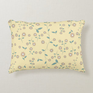 Seamless Yellow Sunflower Botanical Pattern Decorative Cushion