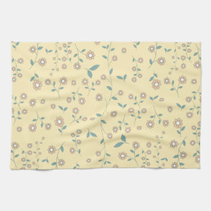 Seamless Yellow Sunflower Botanical Pattern Tea Towel