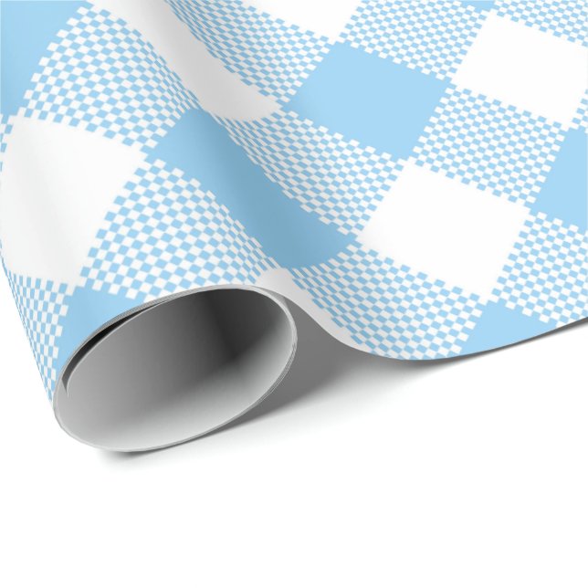 Seams Match: Blue n White Gingham Wrapping Paper (Roll Corner)