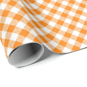 Seams Match: Orange n White Gingham Wrapping Paper