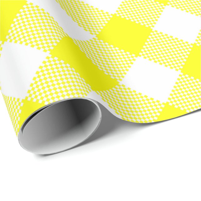 Seams Match: Yellow n White Gingham Wrapping Paper (Roll Corner)