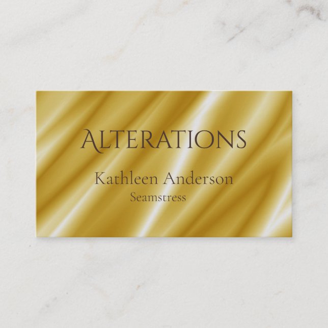 Seamstress Alterations Gold Silk Business Card (Front)