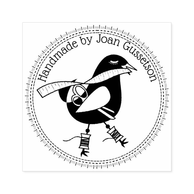 Seamstress bird sewing handmade with love stamp (Imprint)