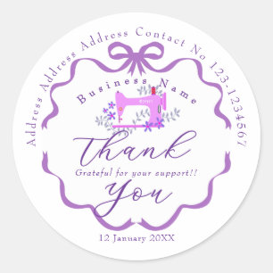 Seamstress Business Sewing Machine Purple Classic Round Sticker