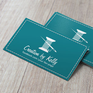 Seamstress Crafter Dressmaker Sewing Plain Teal Business Card