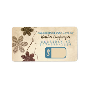 Seamstress cross stitch flowers embroidery price label