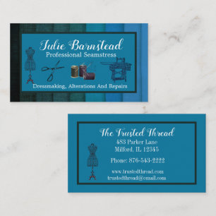 Seamstress Dressmaker Fabric Mannequin Scissors Business Card
