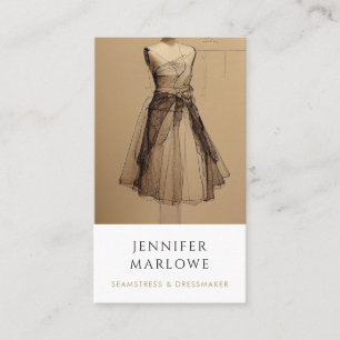 Seamstress Dressmaker Tailor Fashion Sketch Business Card