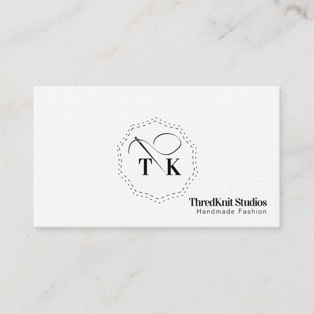Seamstress Embroidery Tailor Fashion Needle Logo Business Card (Front)
