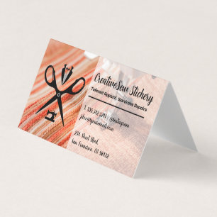 Seamstress Logo Sewn Fabric Business Card