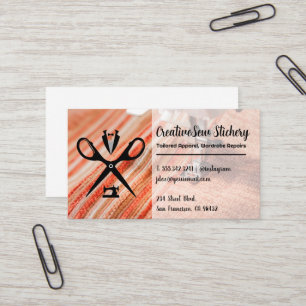 Seamstress Logo Sewn Fabric Business Card