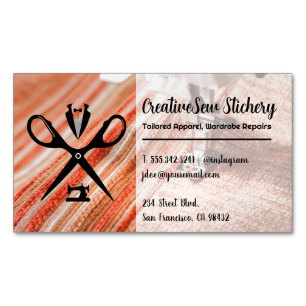Seamstress Logo Sewn Fabric Magnetic Business Card
