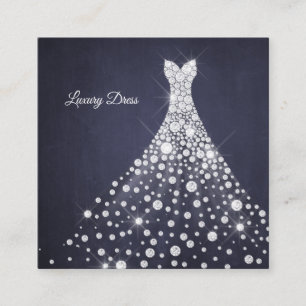 Seamstress luxury fashion designer diamond dress square business card