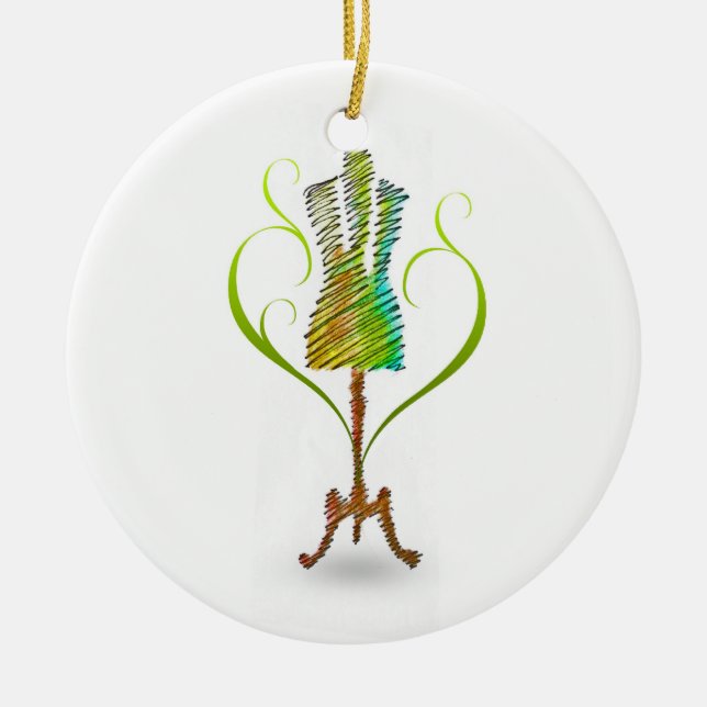 Seamstress mannequin / Dressmaker Mannequin Ceramic Tree Decoration (Front)