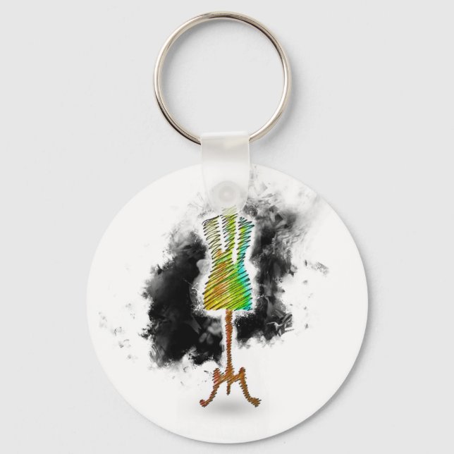 Seamstress mannequin / Dressmaker Mannequin Key Ring (Front)