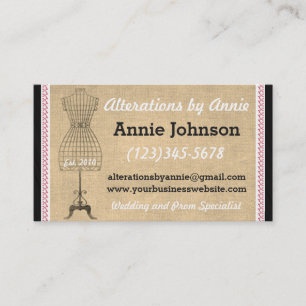 Seamstress Sewing Alterations Dress Business Card