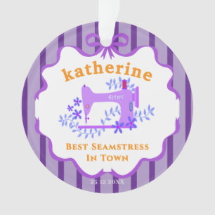 Seamstress Sewing Machine Purple Ornament