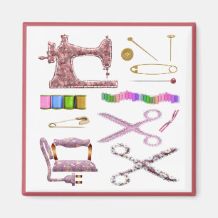 Seamstress Sewing Machine Scissors Thread Tailor Magnet