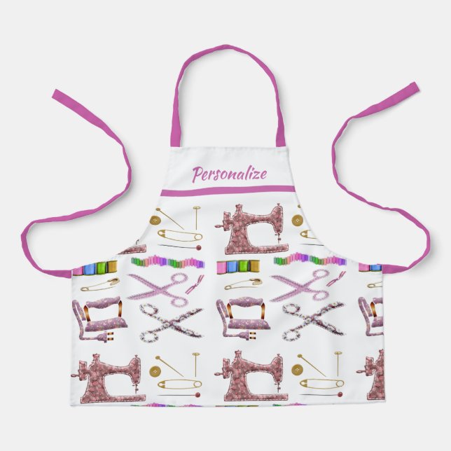 Seamstress Sewing Smock Sewing Machine Personalise Apron (Front)