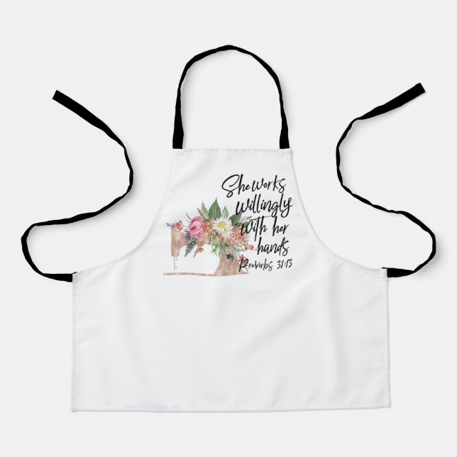 Seamstress - She Works Willingly Apron (Front)