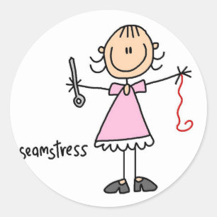 Seamstress Stick Figure Sticker