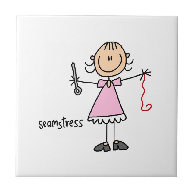 Seamstress Stick Figure Tile (Front)