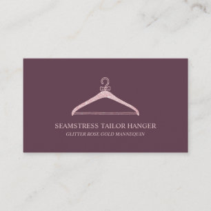 Seamstress Tailor Hanger Burgundy Business Card