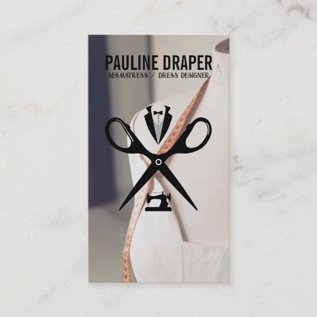 Seamstress Tailor Logo | Mannequin  Business Card (Front)