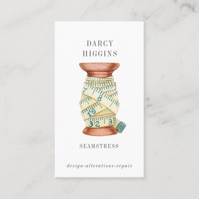 Seamstress Tailor Spool Measuring Tape Business Ca Card (Front)