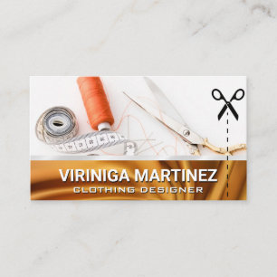 Seamstress Tools   Gold Fabric Business Card