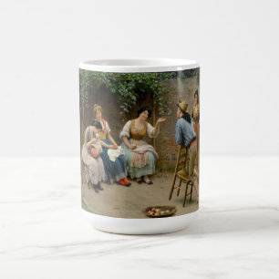Seamstress Women and a Boy Having a Friendly Chat Coffee Mug