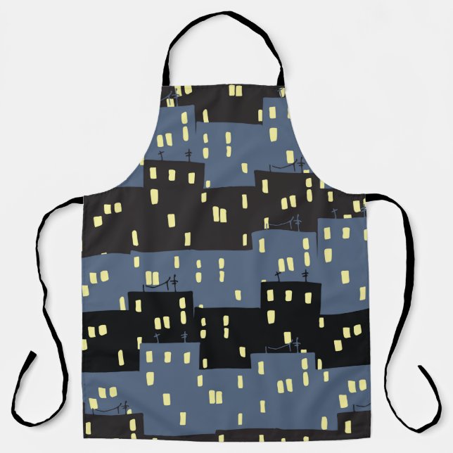 Seanless pattern with a city at night.  apron (Front)